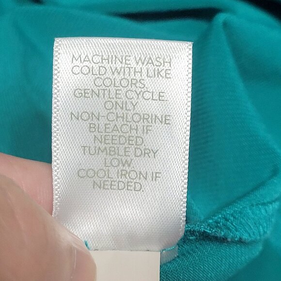 J Jill Wearever Womens Flounced Sleeve Woven Top Size L Green Round Neck Demure - Picture 11 of 13